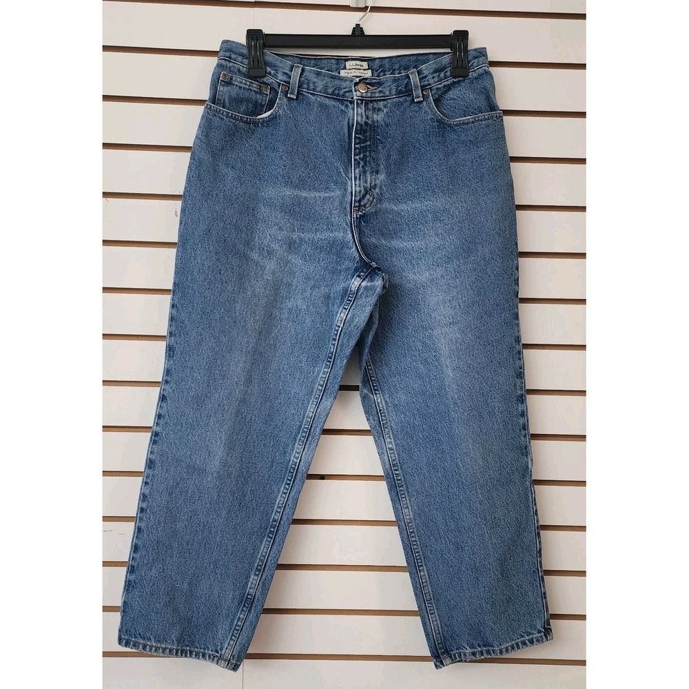 LL Bean Original Fit Relaxed Denim Blue‎ Jeans Light Wash Womens 16 Petite